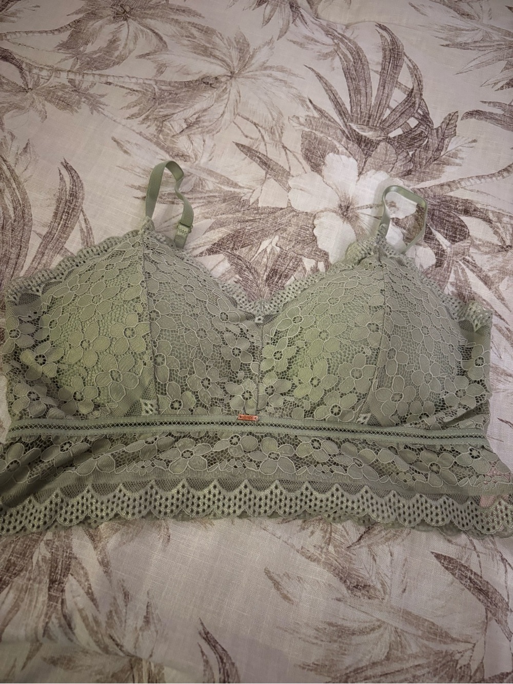 Jadyk Lace Longline Bralette in Sage Green